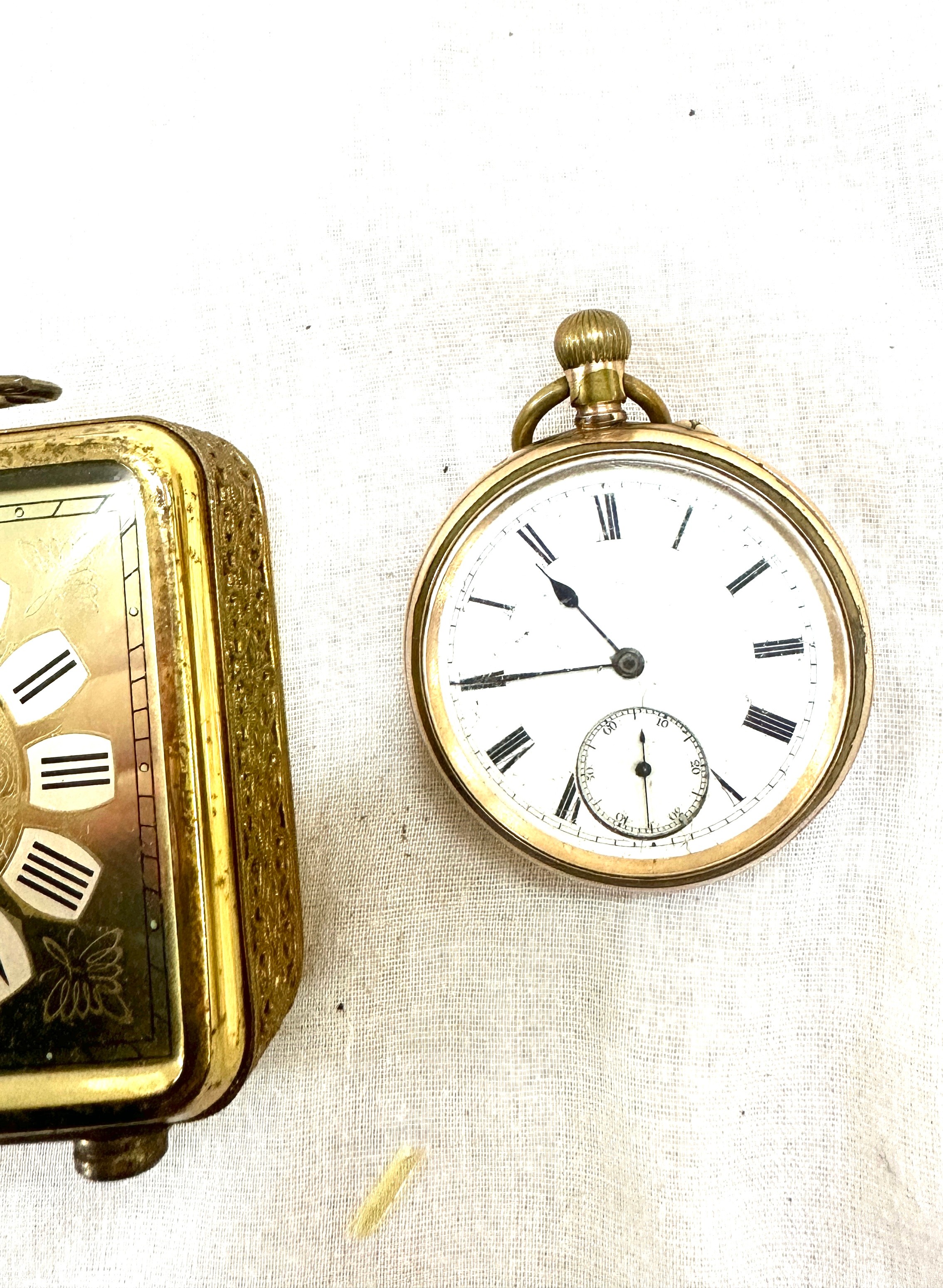 Vintage gold plated pocket watch and a Marksman desk clock - Image 3 of 3