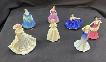 Selection of Coalport and Royal Doulton figures tallest measures approx 6 inches tall