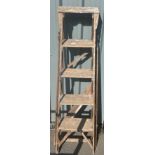 Pair wooden step ladders overall height 57 inches