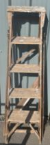 Pair wooden step ladders overall height 57 inches