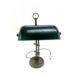 Brass telescopic desk lamp with glass shade overall height 19 inches