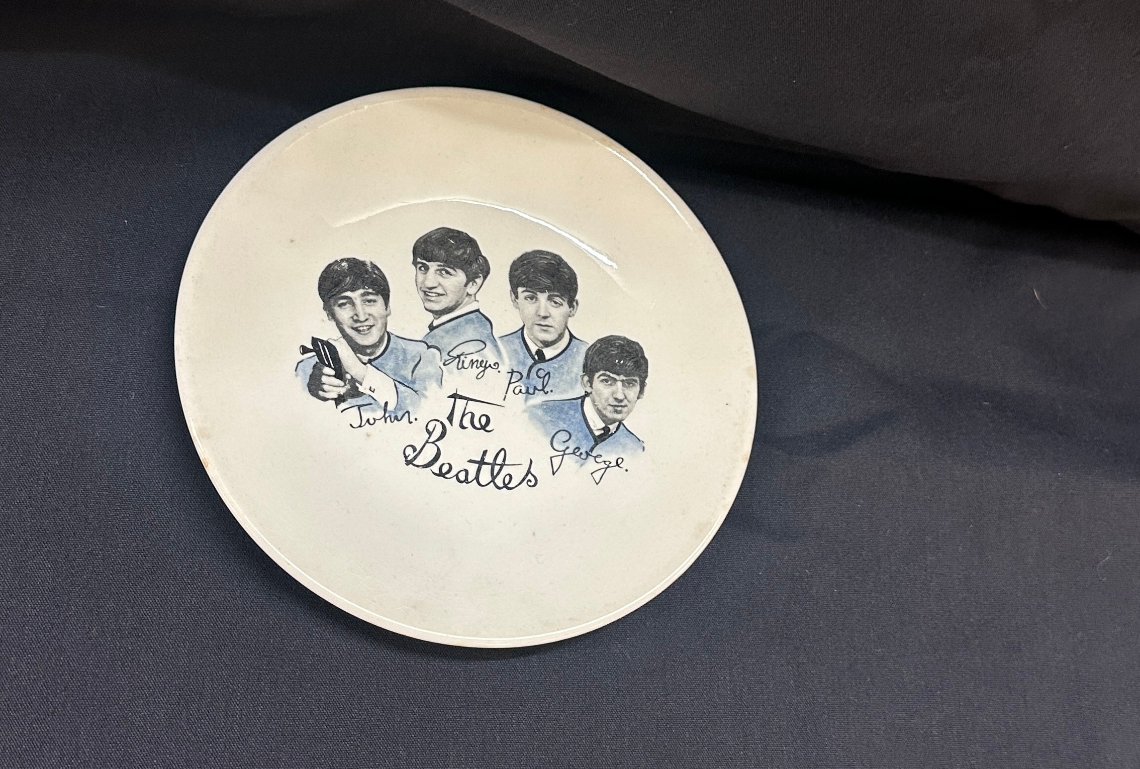 Original 60's era Beatles plate measures approx 7 inches diameter