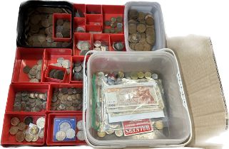 Large selection of assorted coins and bank notes