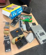 Selection of vintage cameras, recorders, phones etc