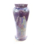 Antique Ruskin lustre vase 1921 lilac glaze with top decoration, height 32cm