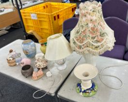 Selection of miscellaneous to include a Masons stand, lamps etc