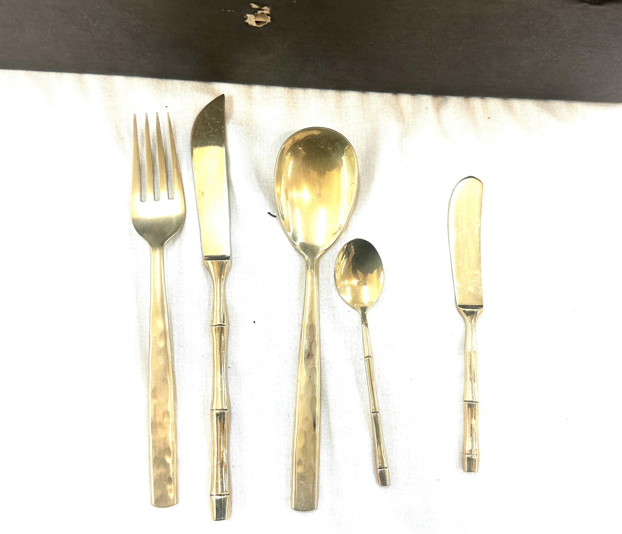 Quantity of brass cutlery