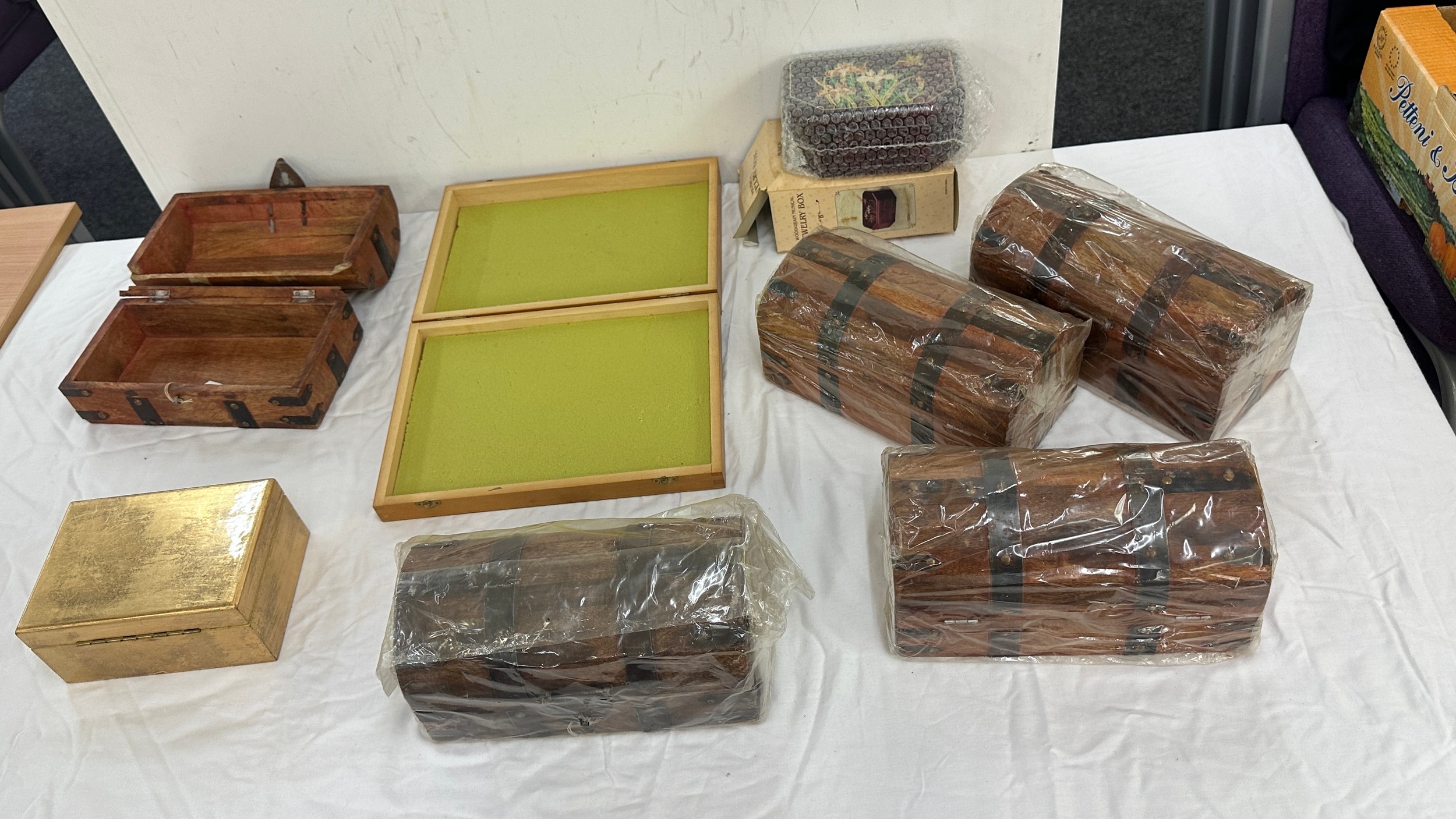 Selection of assorted new wooden boxes