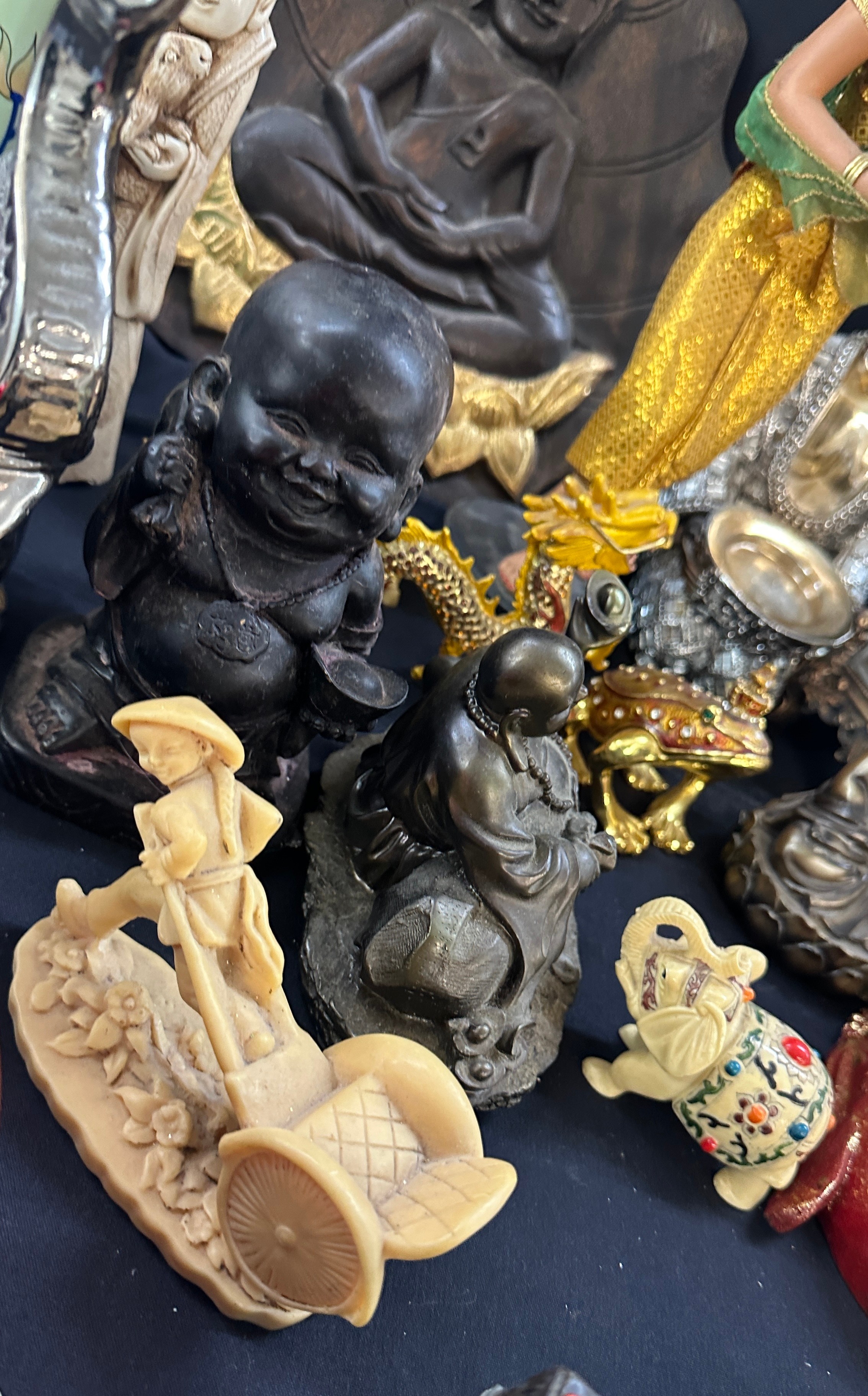 Selection of oriental items includes brass tower figure, porcelain figures etc - Image 7 of 12