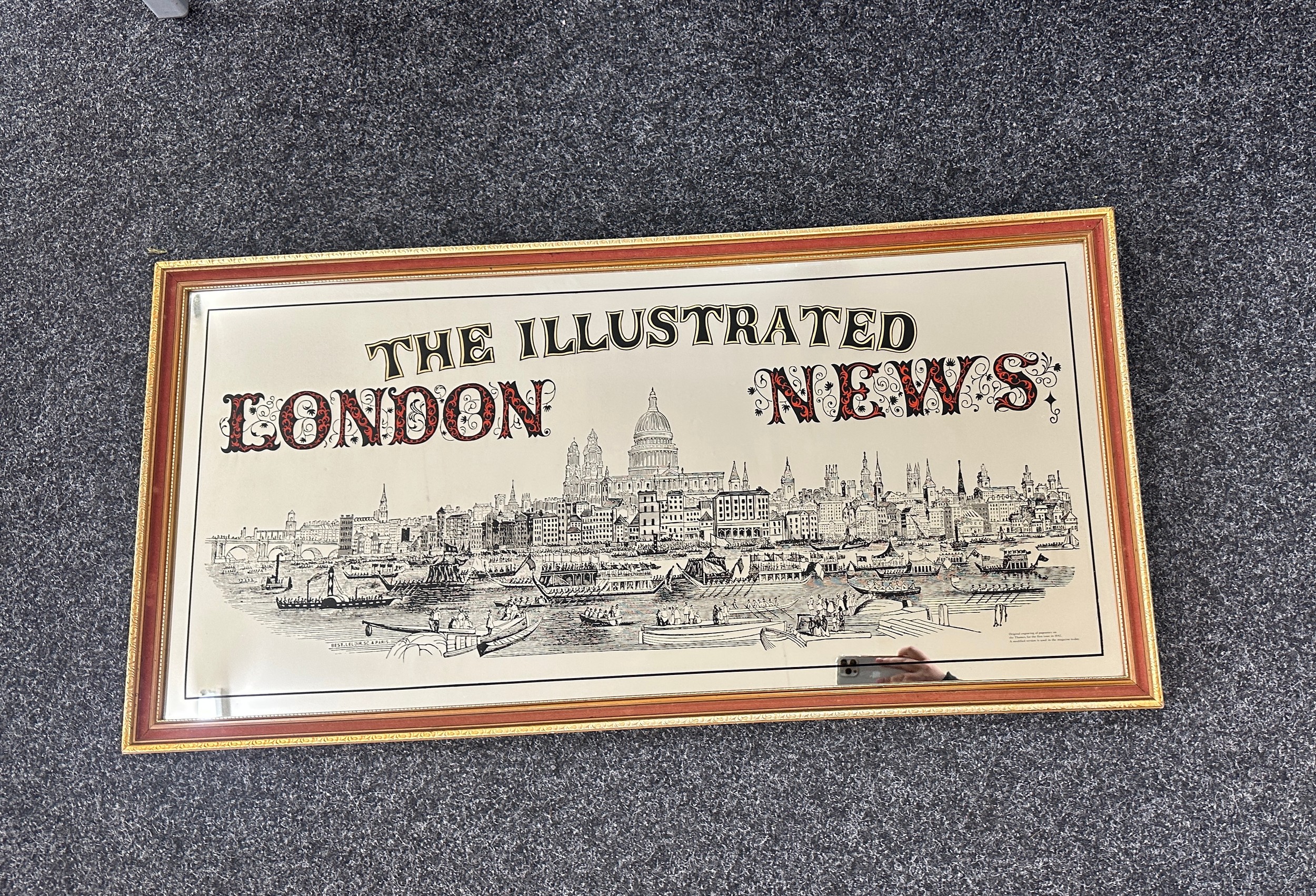 London illustrated news mirror measures approx 42 inches long by 21 wide - Bild 2 aus 5