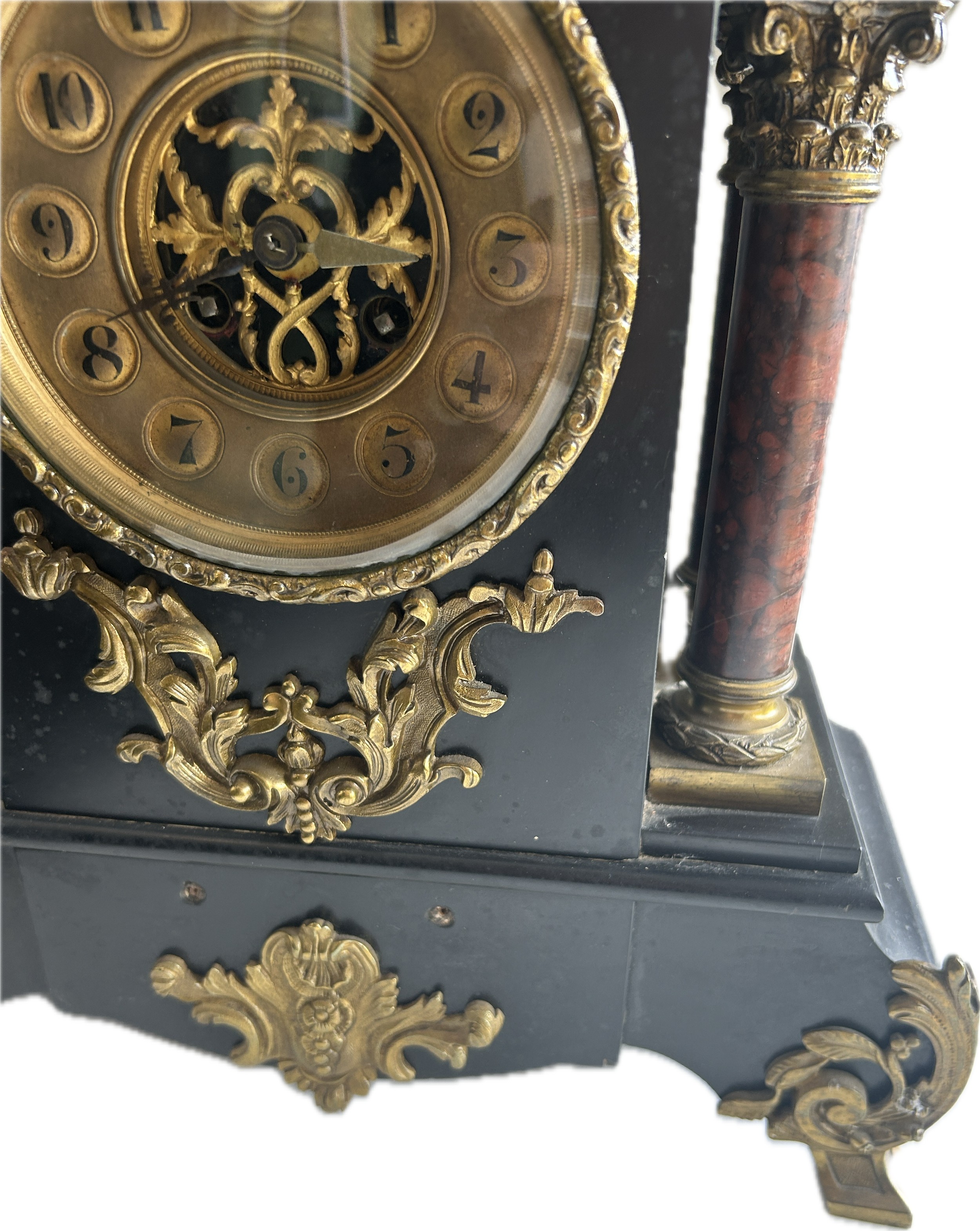 French ormolu slate mantel clock, untested - Image 5 of 5