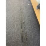 2 daiwa whisker revlar carp rods, one rod has sustained restoration