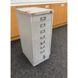 8 drawer filing cabinet measures approx 8 inches deep, width 12 and 29 tall