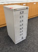 8 drawer filing cabinet measures approx 8 inches deep, width 12 and 29 tall