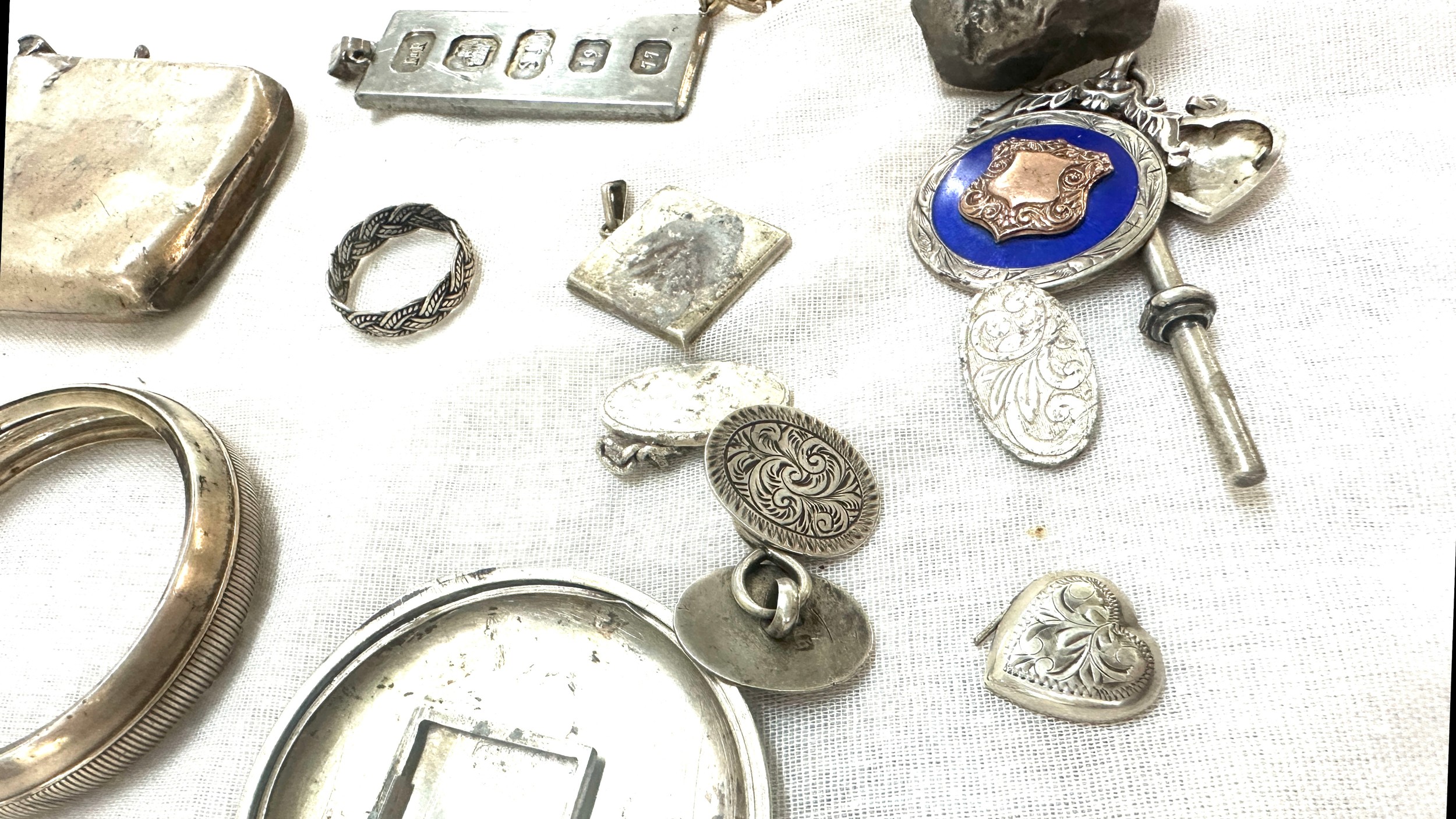 Selection of silver includes bracelet, pocket watch case etc - Image 3 of 5