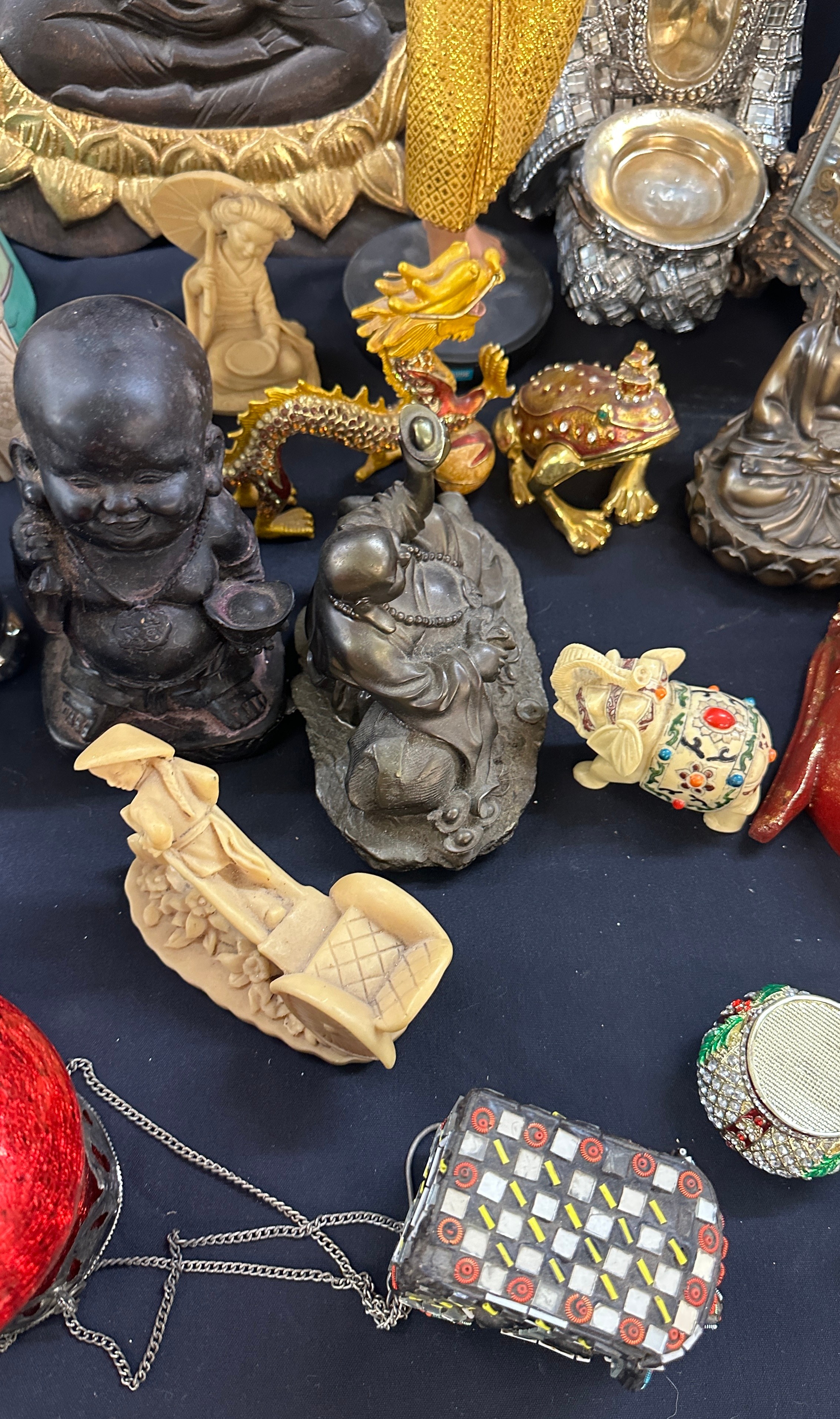 Selection of oriental items includes brass tower figure, porcelain figures etc - Image 6 of 12