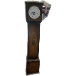 Oak grand daughter west minister chime three key hole clock missing glass overall height 52 inches