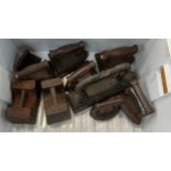 Selection of vintage metal flat irons and weights