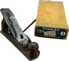 Vintage Stanley plane in original box and a vintage tape measure