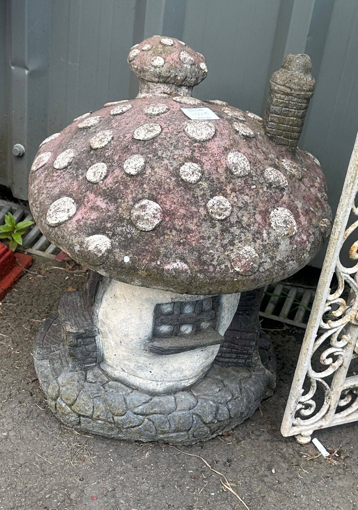 Concrete mushroom figure overall height 21 inches