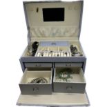Jewellery box containing a selection of assorted costume jewellery to include watches, earrings etc