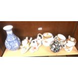 Selection of oriental miscellaneous to include ginger jars, vase, part tea set, pair figures etc