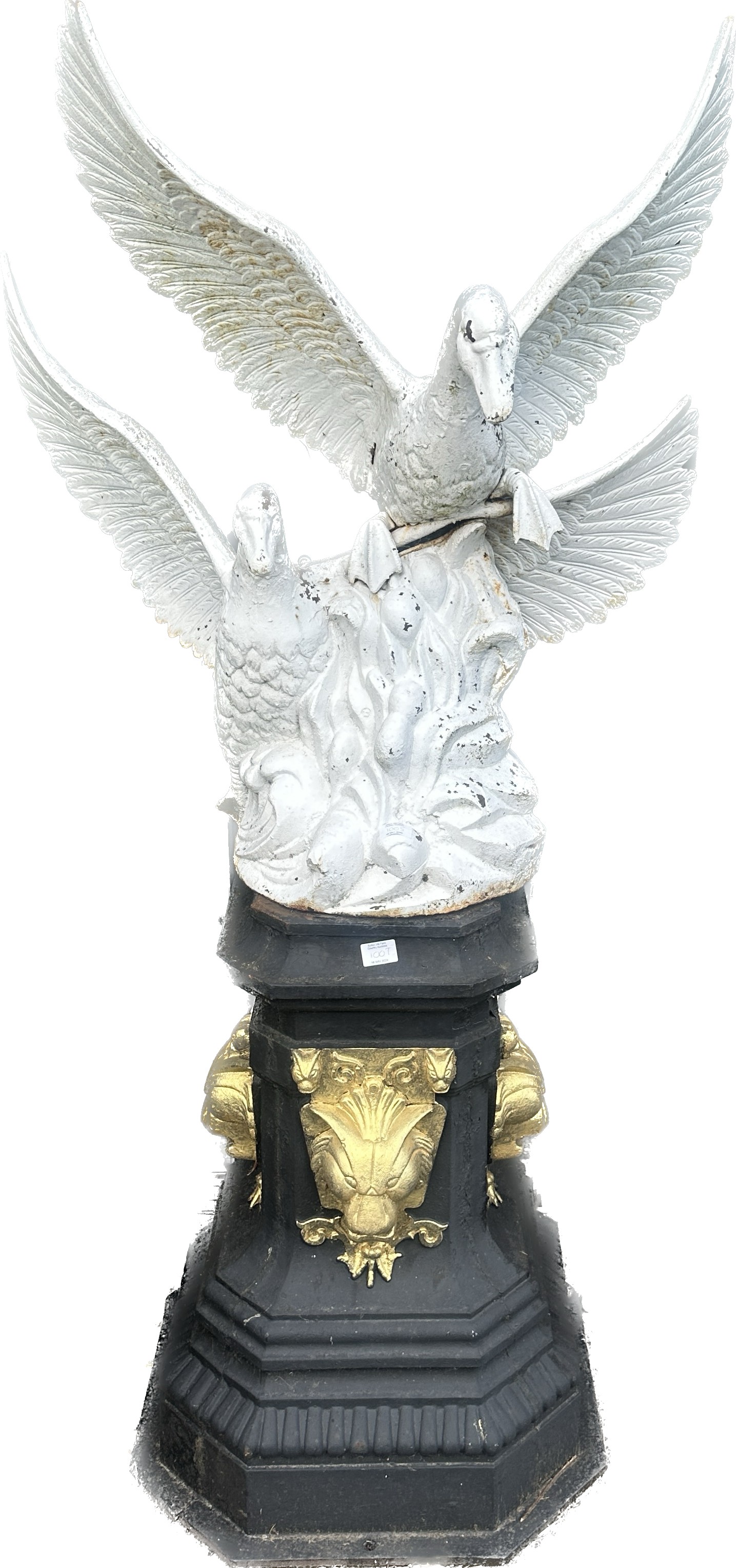 Metal double swan garden figure measures approximately 64.5 inches tall - Image 2 of 3
