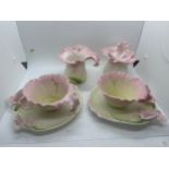 Tea set depicting pink flowers