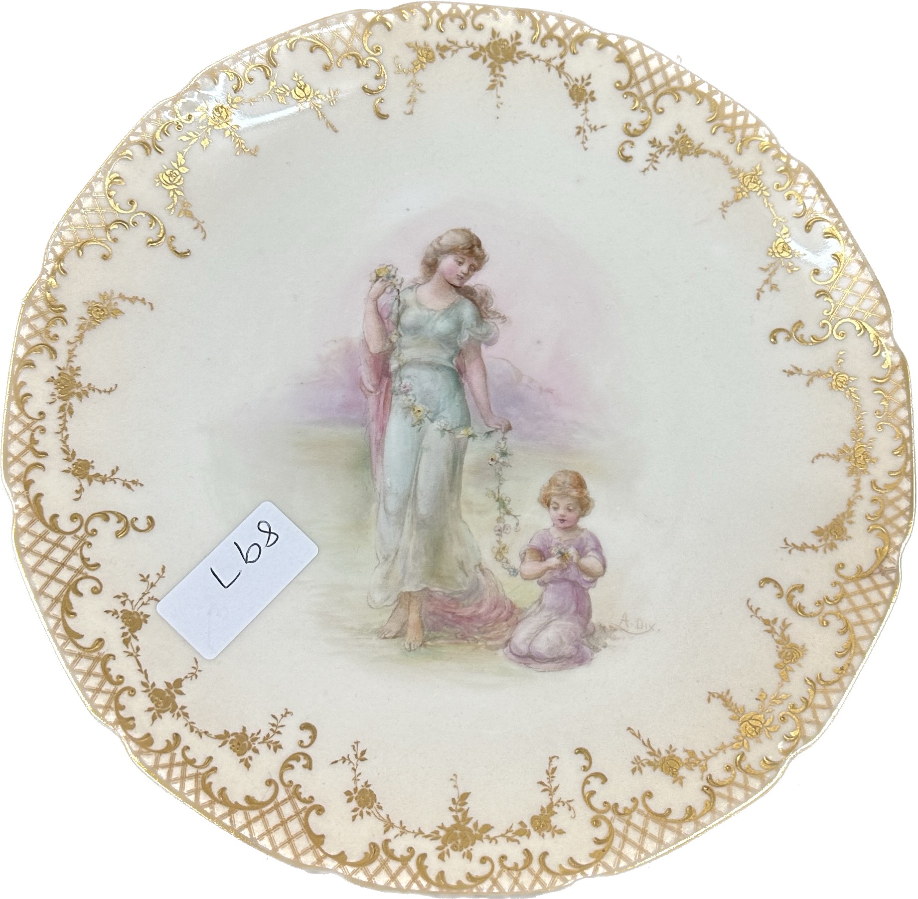 Fine pair of Royal Doulton cabinet plates, hand painted and signed A.Dix with Royal Doulton back - Image 3 of 3
