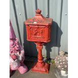 Cast iron painted letter box overall height 45 inches