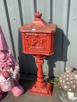 Cast iron painted letter box overall height 45 inches