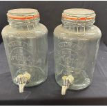 2 Glass Kilner jars height 13 inches