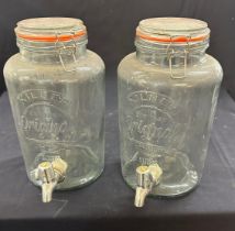 2 Glass Kilner jars height 13 inches