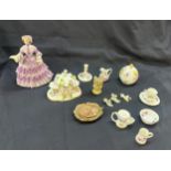 Selection of Hammersley miniature china pieces to include cup, saucer etc, Parasol house by