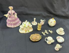 Selection of Hammersley miniature china pieces to include cup, saucer etc, Parasol house by