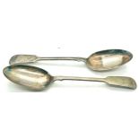 2 Hallmarked Sheffield silver dessert spoons, total weight 147g
