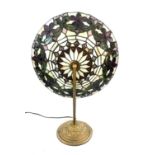 Tiffany style spinning table lamp, metal base, in working order, approximate height 22 inches,