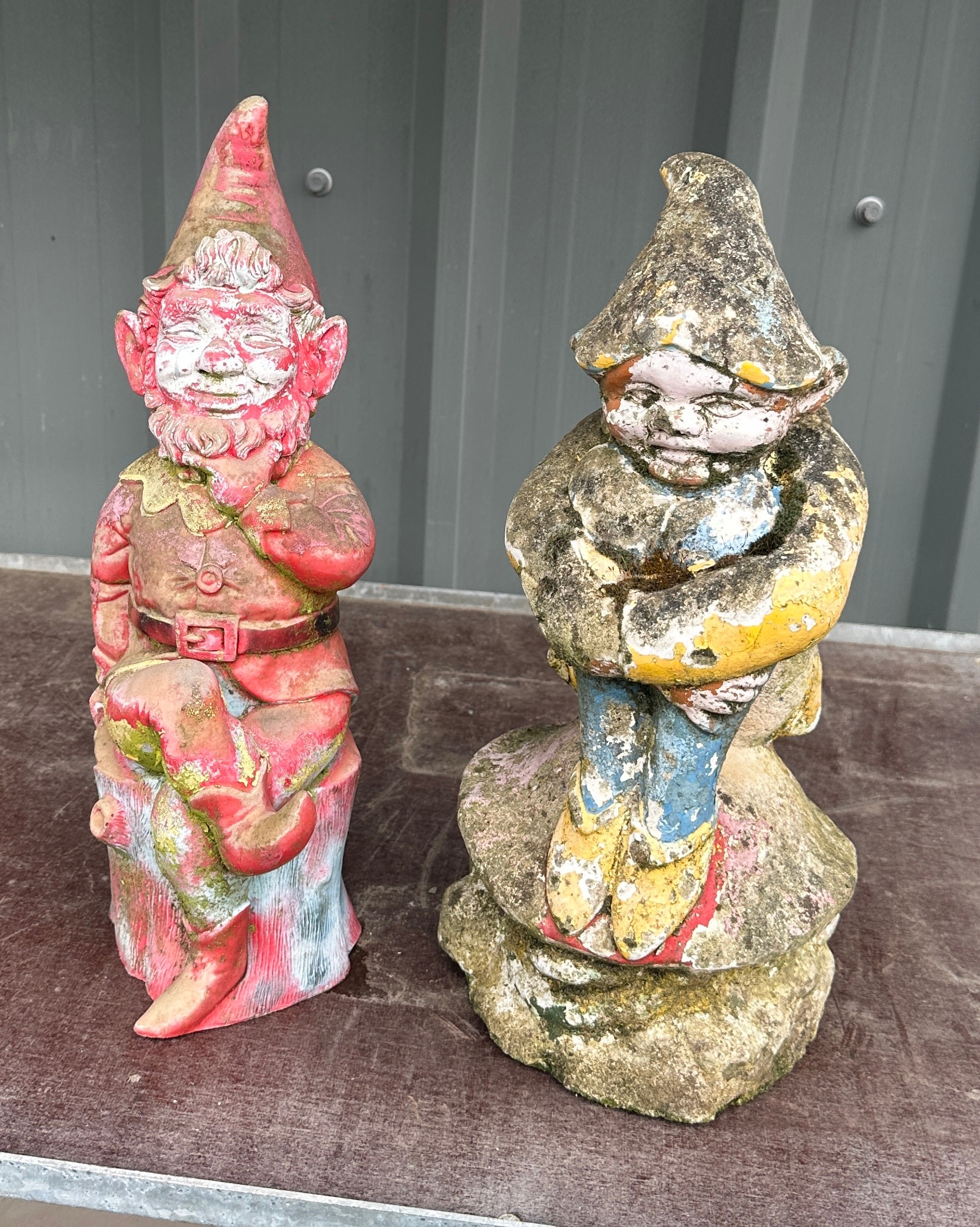 Two garden gnomes overall height of largest 15 inches tall - Image 2 of 3