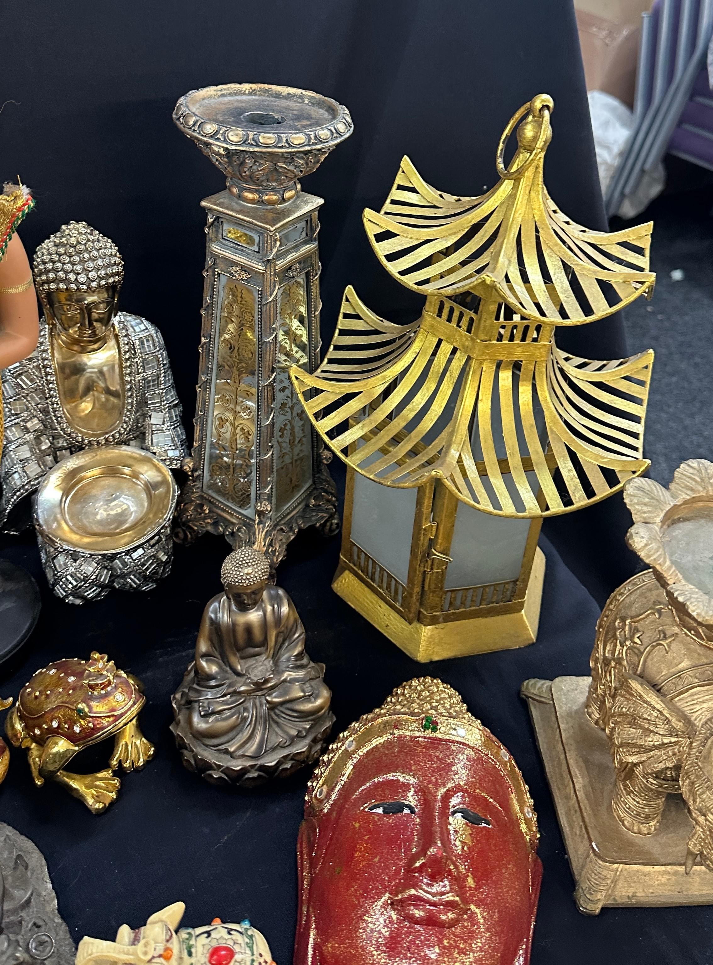 Selection of oriental items includes brass tower figure, porcelain figures etc - Image 4 of 12