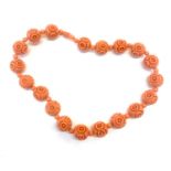 Carved choker style bakelite bead necklace