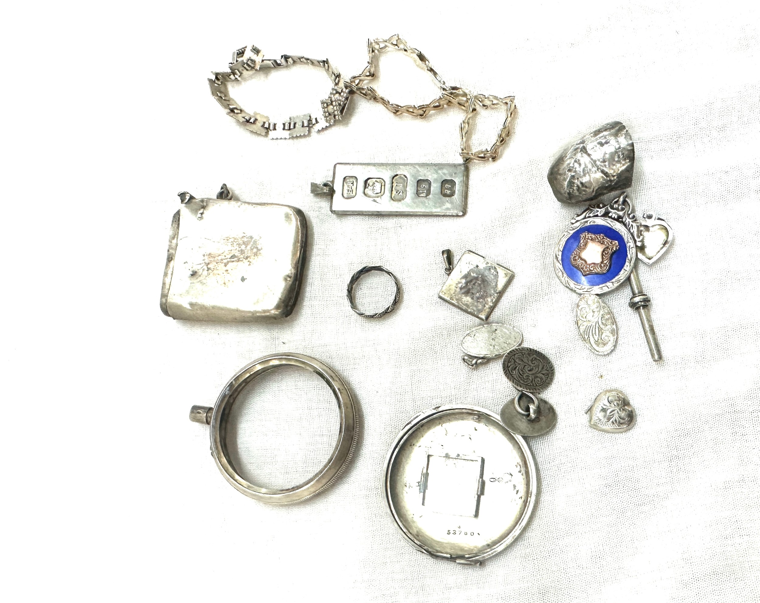 Selection of silver includes bracelet, pocket watch case etc - Image 5 of 5