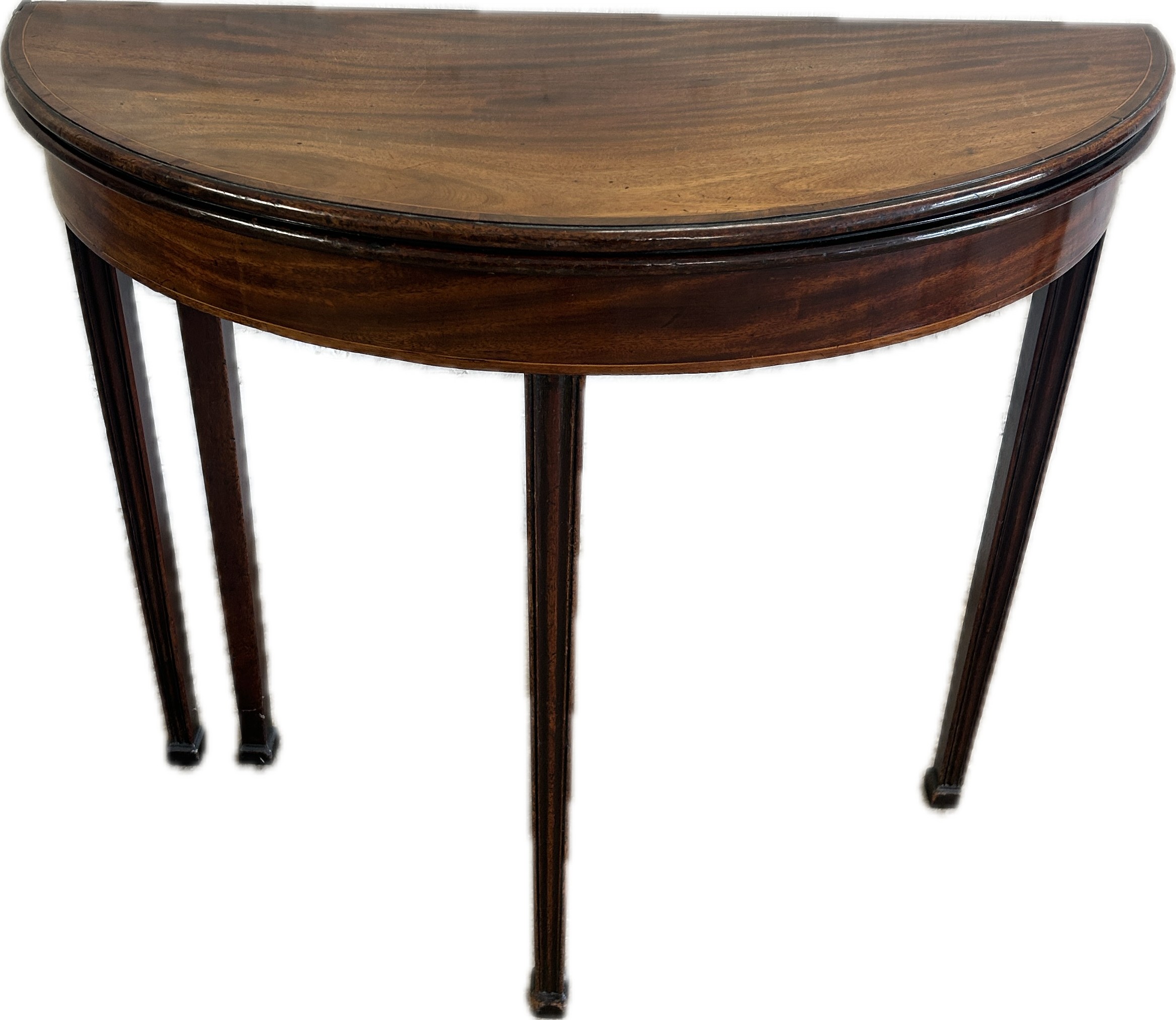 Mahogany half moon gaming table, overall height 29 inches , diameter 28 inches - Bild 2 aus 2