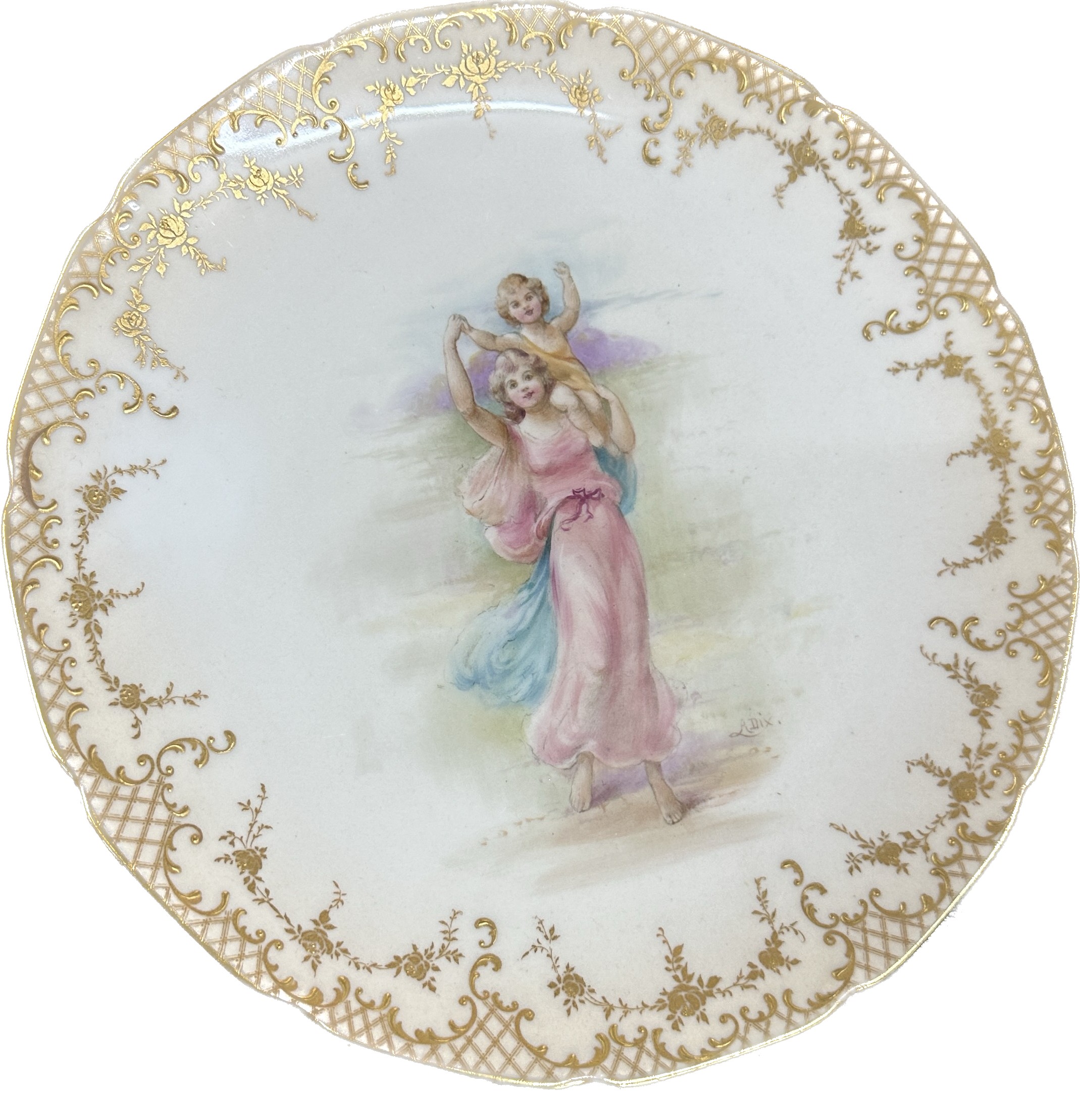 Fine pair of Royal Doulton cabinet plates, hand painted and signed A.Dix with Royal Doulton back - Image 2 of 3