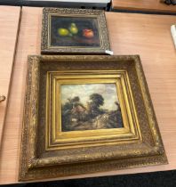 2 Gilt framed prints and paintings, largest measures 20 inches wide 18 inches tall