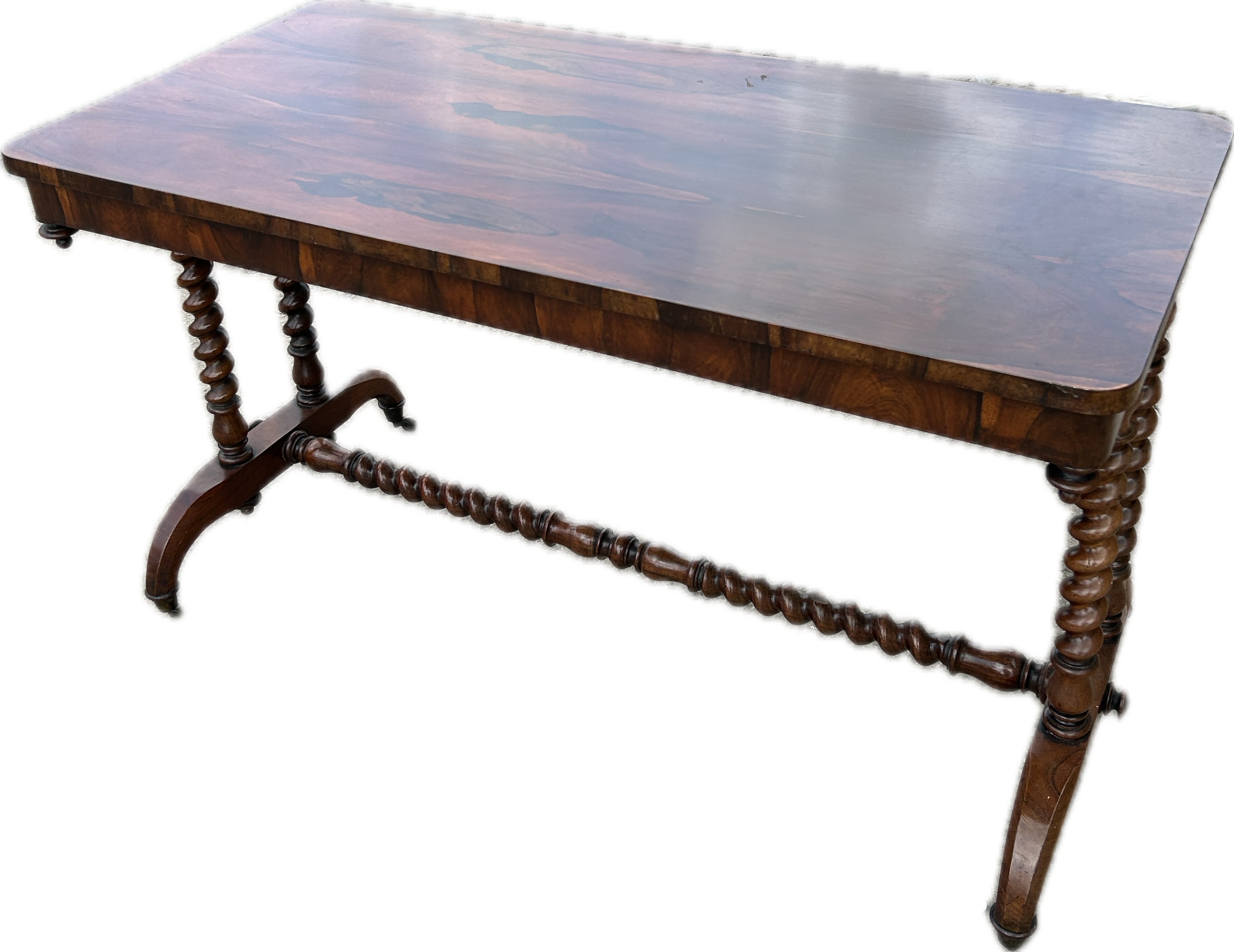 Antique regency rose wood writing table measures approx 28 inches tall 46 inches wide 24 inches - Image 3 of 3