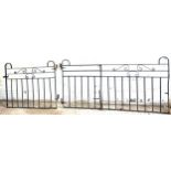 Pair matching gates, largrest measures Width 74 inches, Height 37 inches, overall length of gates