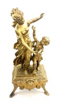 Resin gilded lady and child centre piece, approximate measurements 24 inches by 10 inches, lady