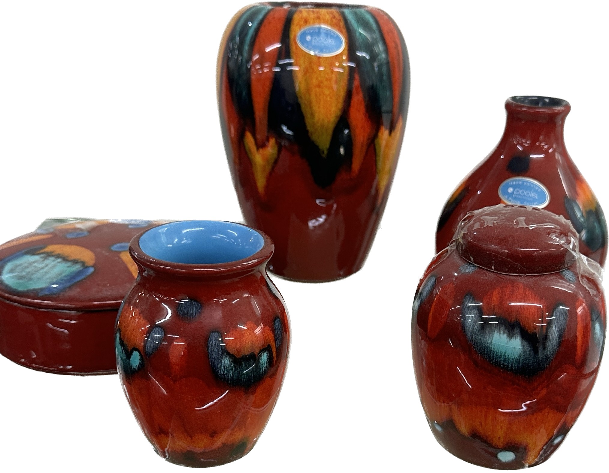 Selection of Poole Pottery Volcano pattern, to include vase, lidded small ginger jar, large - Image 5 of 5