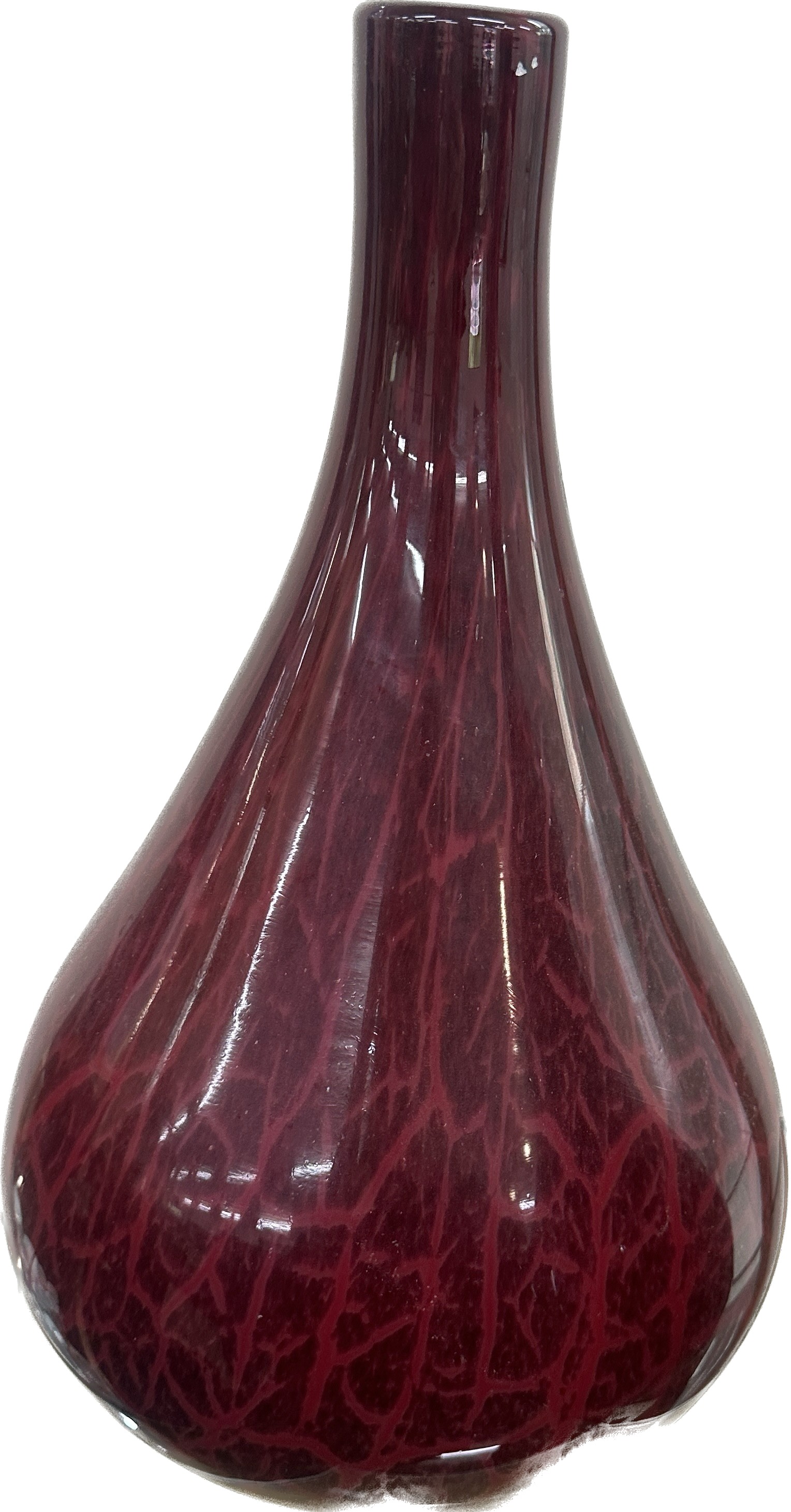 Pair decorative Burgundy glass tear drop vases, both in overall good condition, approximate height - Image 4 of 4