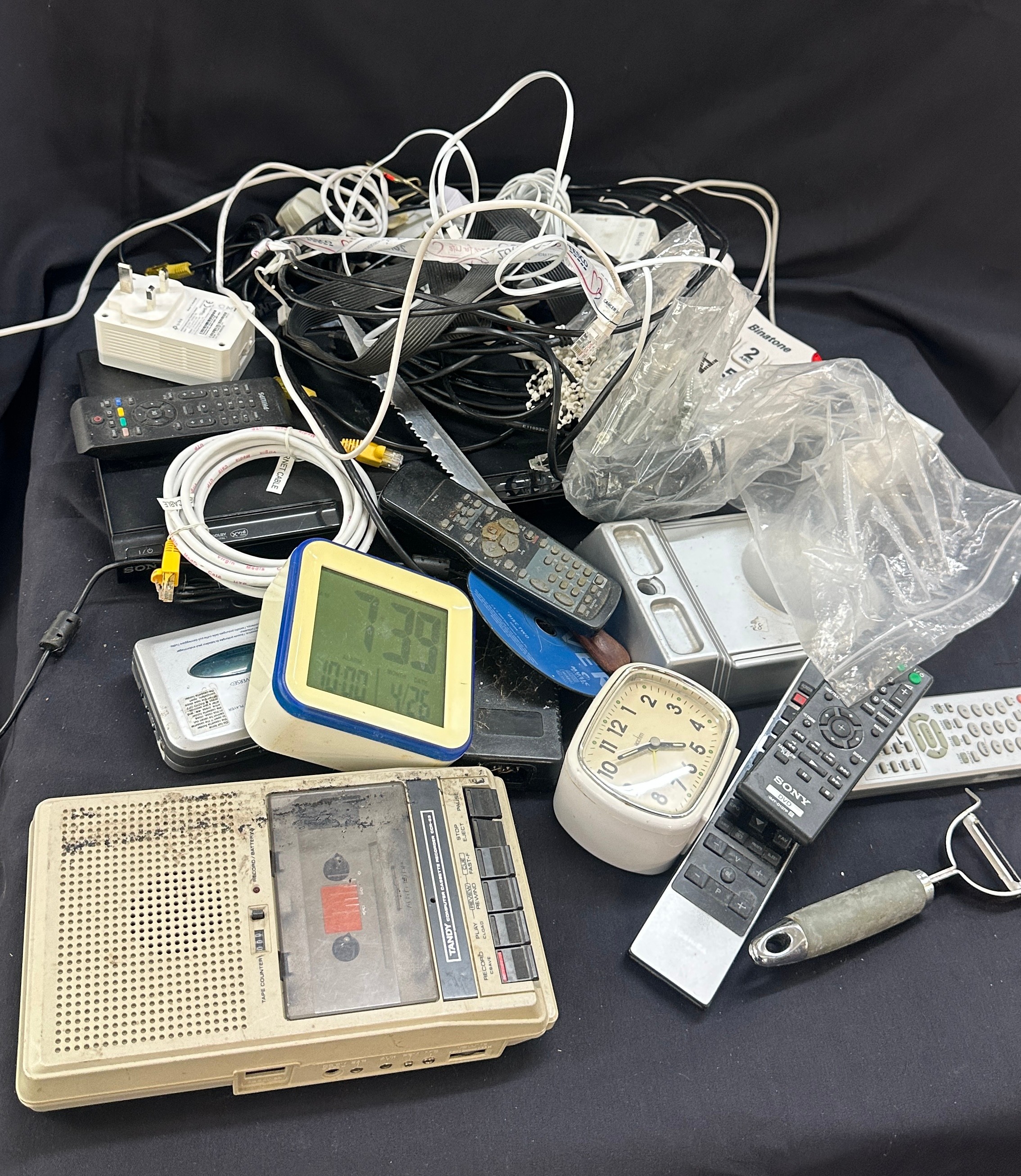 Selection of electrical items to include alarm clocks, phones etc